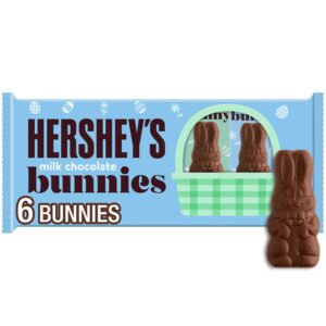 HERSHEY'S Milk Chocolate Bunnies, Easter Candy Packs, 1.2 oz (6 Count)