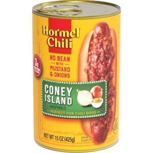 HORMEL Chili Coney Island Inspired No Bean, No Artificial Ingredients, 15 Oz, 12 Pack